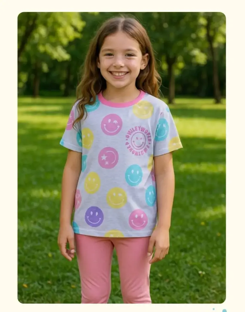 Remera larga smile M/C niña UPA 